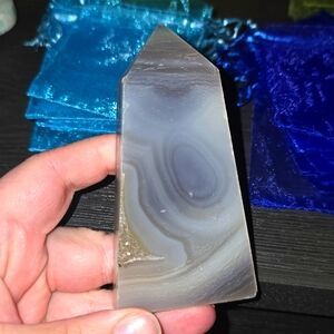 Agate tower unique with druzy 💙🤍